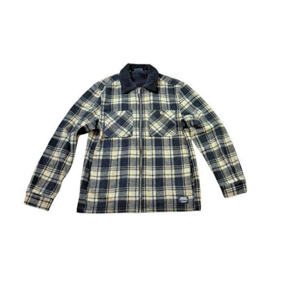 WESC Liam OG Plaid Sherpa-Lined Unisex Jacket Shacket Mens Medium Womens Large
